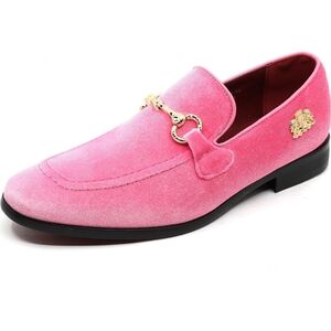 Metrocharm Men's 10 Prom Dance Homecoming Pink Velvet Dress Slip On Loafers
